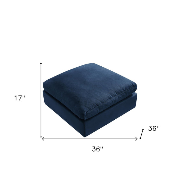 Homeroots 36" Navy Blue Linen And Black Ottoman Navy  487815