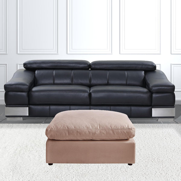 Homeroots 36" Pink Linen And Black Ottoman Pink  487816