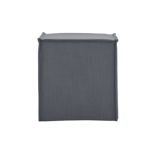 Homeroots 18" Gray Linen Floral Ottoman Dark Grey  487818