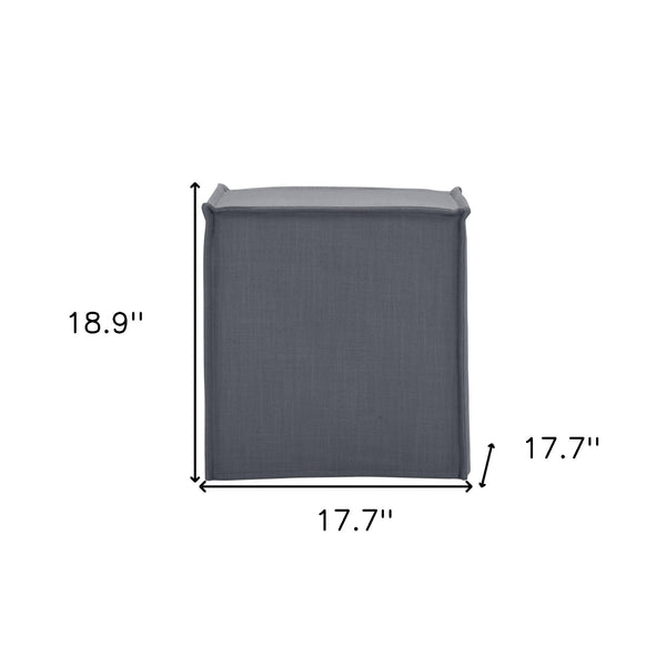 Homeroots 18" Gray Linen Floral Ottoman Dark Grey  487818