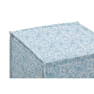 Homeroots 18" Blue Linen Floral Ottoman Indes Blue Ground  487819