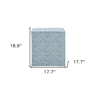 Homeroots 18" Blue Linen Floral Ottoman Indes Blue Ground  487819