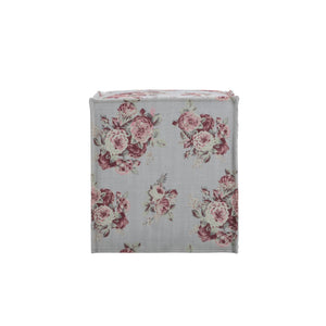 Homeroots 18" Pink Linen Floral Ottoman Manor Floral  487821