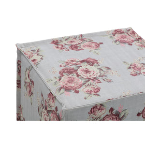 Homeroots 18" Pink Linen Floral Ottoman Manor Floral  487821
