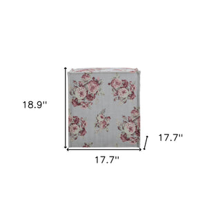 Homeroots 18" Pink Linen Floral Ottoman Manor Floral  487821