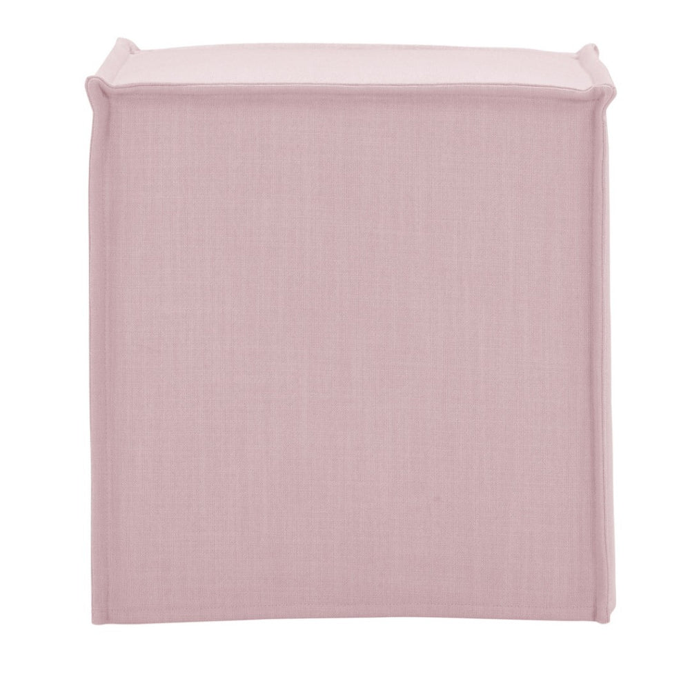 HomeRoots 18" Ivory Linen Floral Ottoman - Stylish Multi-Functional Seating, Perfect for Any Room Decor Light Pink 487822