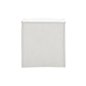 Homeroots 18" White Linen Floral Ottoman Pure White  487824