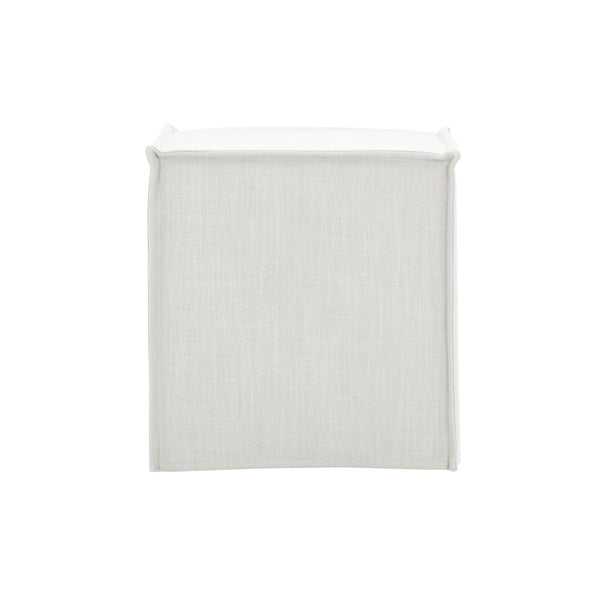 Homeroots 18" White Linen Floral Ottoman Pure White  487824