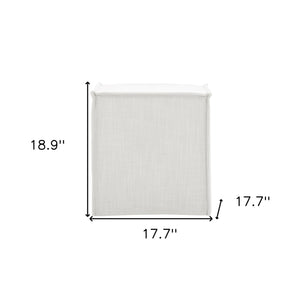 Homeroots 18" White Linen Floral Ottoman Pure White  487824