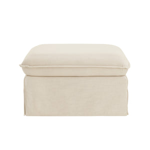 Homeroots 27" Beige Linen Ottoman Beige  487825