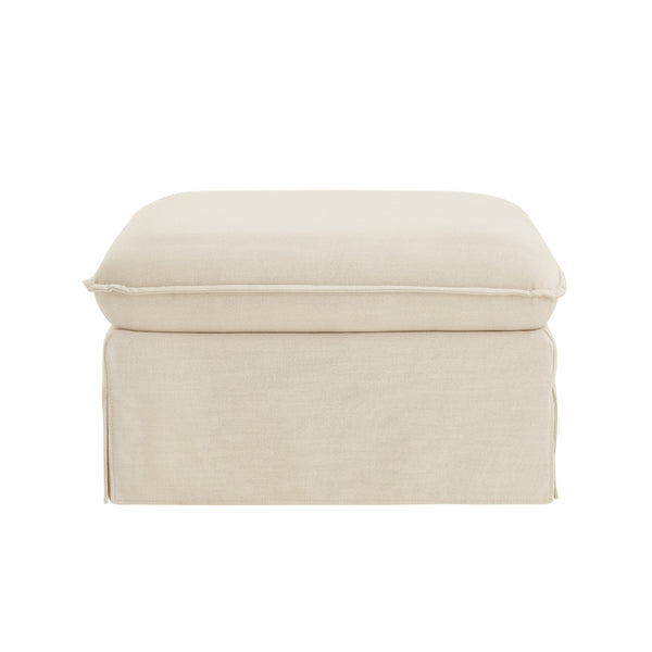 Homeroots 27" Beige Linen Ottoman Beige  487825