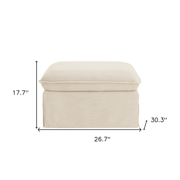 Homeroots 27" Beige Linen Ottoman Beige  487825