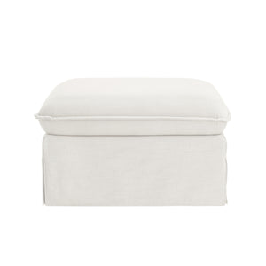 Homeroots 27" White Linen Ottoman Pure White  487828