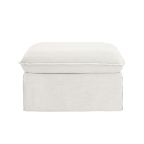 Homeroots 27" White Linen Ottoman Pure White  487828