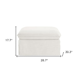 Homeroots 27" White Linen Ottoman Pure White  487828