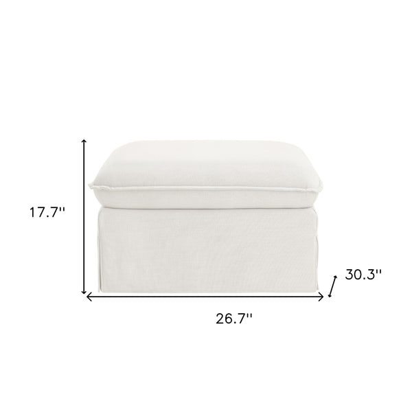 Homeroots 27" White Linen Ottoman Pure White  487828