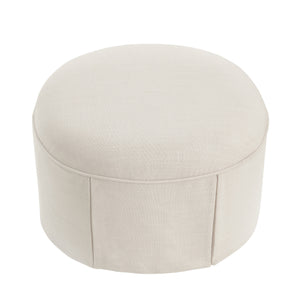 Homeroots 23" Beige Linen Oval Ottoman Beige  487829