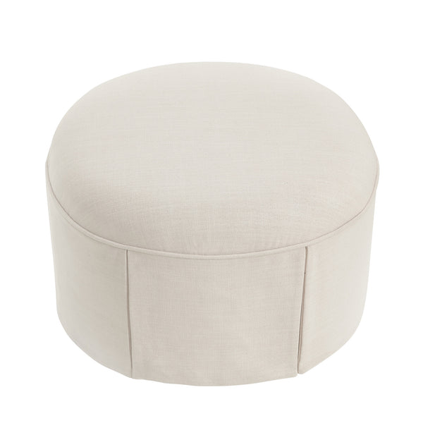 Homeroots 23" Beige Linen Oval Ottoman Beige  487829