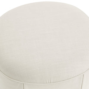 Homeroots 23" Beige Linen Oval Ottoman Beige  487829