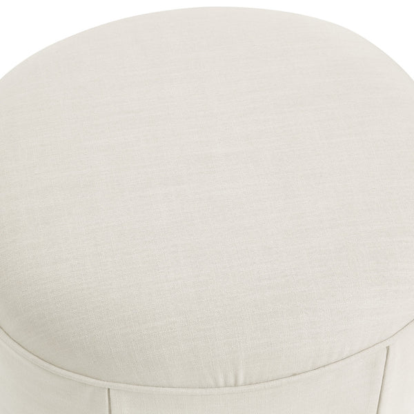 Homeroots 23" Beige Linen Oval Ottoman Beige  487829