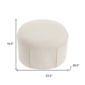 Homeroots 23" Beige Linen Oval Ottoman Beige  487829