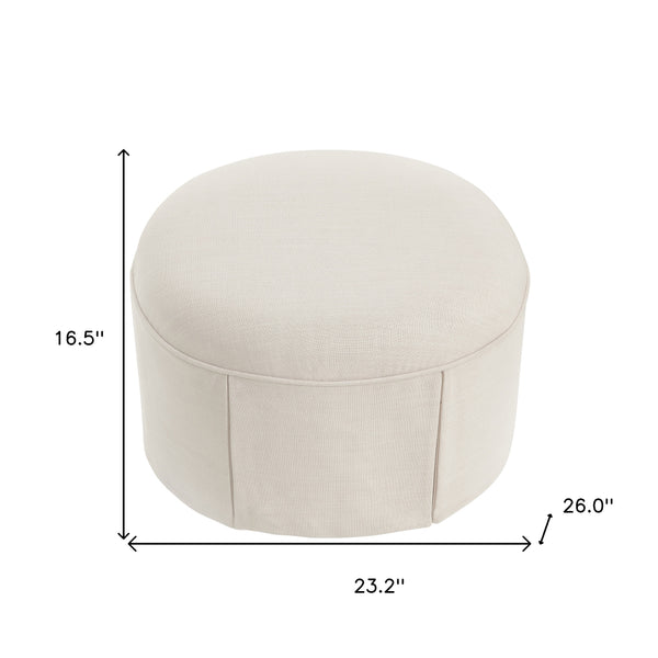 Homeroots 23" Beige Linen Oval Ottoman Beige  487829