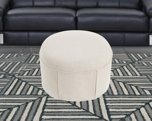 Homeroots 23" Beige Linen Oval Ottoman Beige  487829