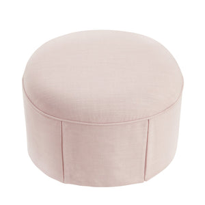 Homeroots 23" Light Pink Linen Oval Ottoman Light Pink  487832