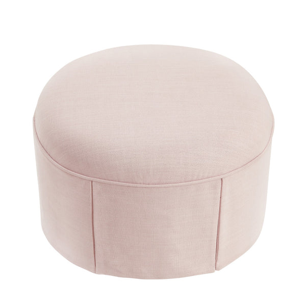 Homeroots 23" Light Pink Linen Oval Ottoman Light Pink  487832
