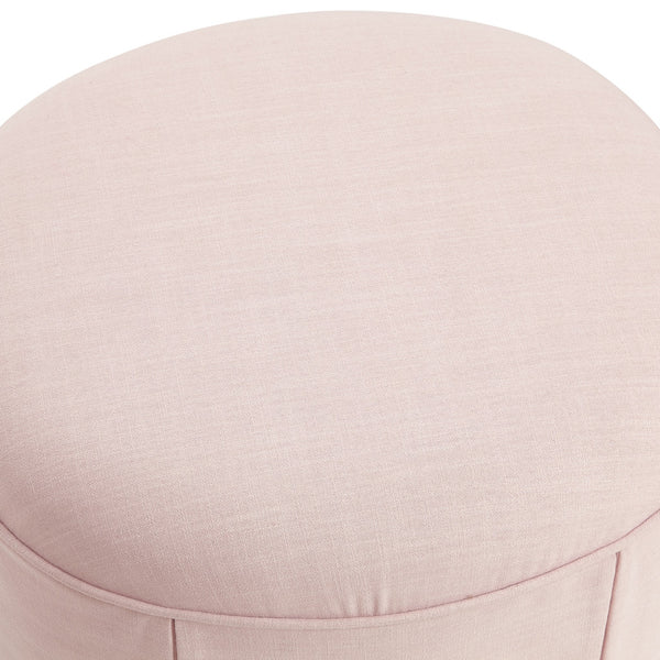 Homeroots 23" Light Pink Linen Oval Ottoman Light Pink  487832