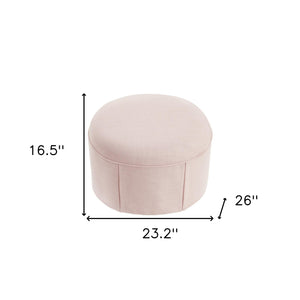 Homeroots 23" Light Pink Linen Oval Ottoman Light Pink  487832
