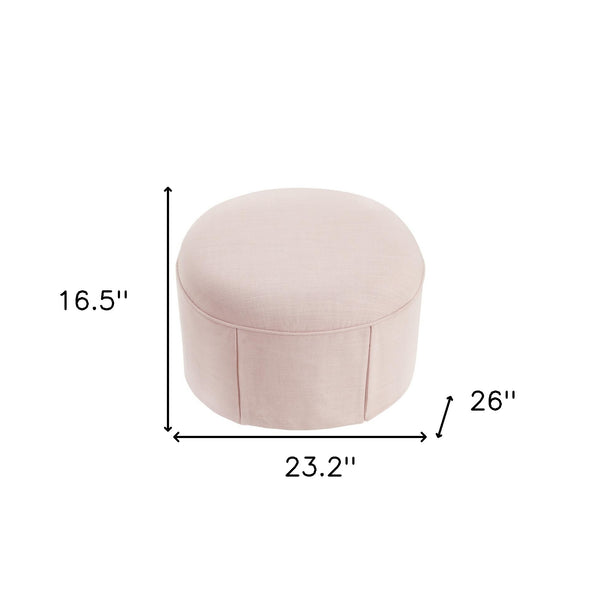Homeroots 23" Light Pink Linen Oval Ottoman Light Pink  487832