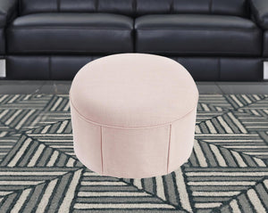 Homeroots 23" Light Pink Linen Oval Ottoman Light Pink  487832