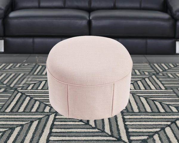 Homeroots 23" Light Pink Linen Oval Ottoman Light Pink  487832