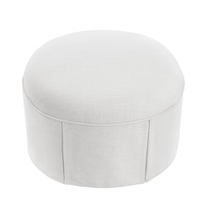 Homeroots 23" White Linen Oval Ottoman Pure White  487833