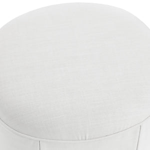 Homeroots 23" White Linen Oval Ottoman Pure White  487833