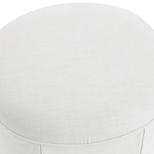 Homeroots 23" White Linen Oval Ottoman Pure White  487833