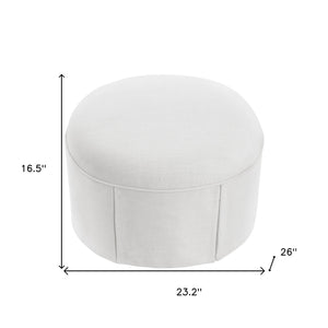 Homeroots 23" White Linen Oval Ottoman Pure White  487833