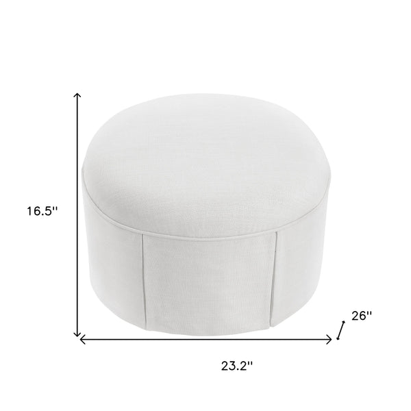 Homeroots 23" White Linen Oval Ottoman Pure White  487833