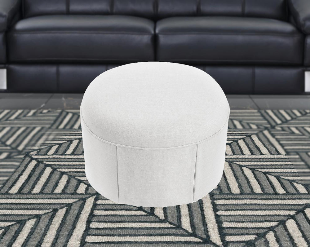 Homeroots 23" White Linen Oval Ottoman Pure White  487833