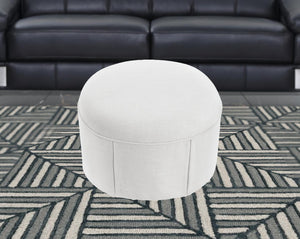 Homeroots 23" White Linen Oval Ottoman Pure White  487833