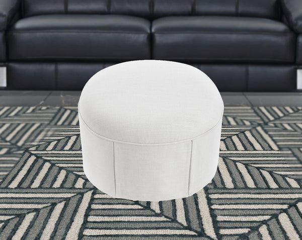 Homeroots 23" White Linen Oval Ottoman Pure White  487833