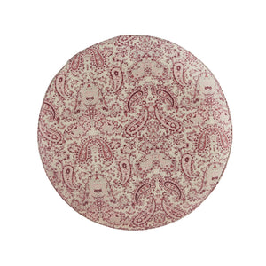 Homeroots 18" Red Linen Round Floral Ottoman Paisley Red  487837