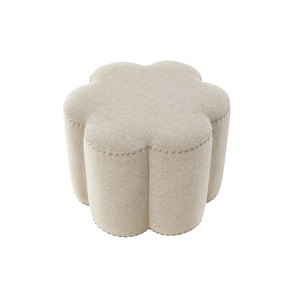 Homeroots 25" Beige Linen Specialty Ottoman Light Beige  487838