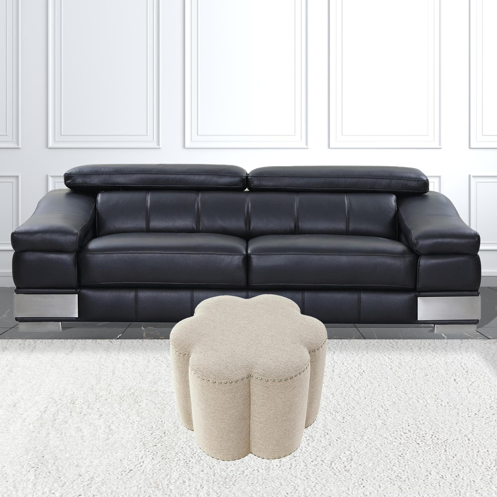 Homeroots 25" Beige Linen Specialty Ottoman Light Beige  487838