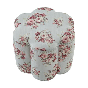 Homeroots 25" Pink Linen Specialty Ottoman Manor Floral  487843