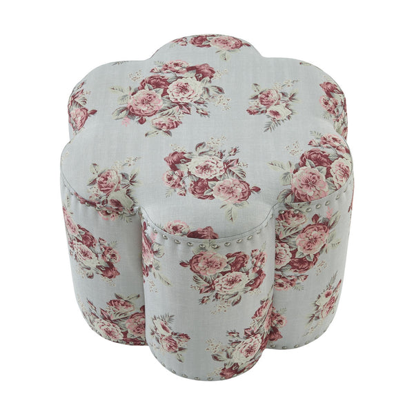 Homeroots 25" Pink Linen Specialty Ottoman Manor Floral  487843