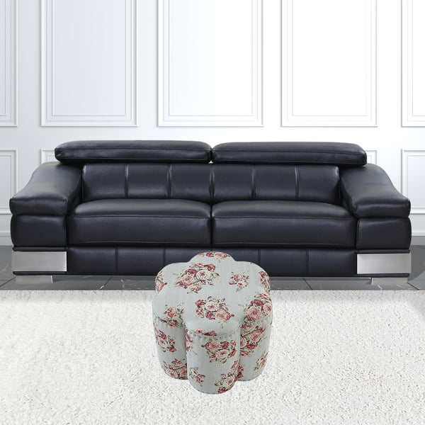 Homeroots 25" Pink Linen Specialty Ottoman Manor Floral  487843