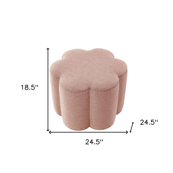 Homeroots 25" Pink Linen Specialty Ottoman Pink  487844