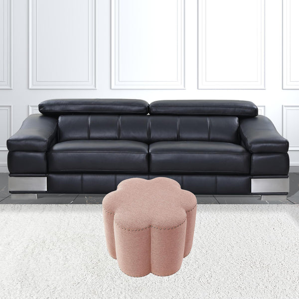 Homeroots 25" Pink Linen Specialty Ottoman Pink  487844